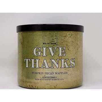 Bath & Body Works, White Barn 3-Wick Candle w/Essential Oils - 14.5 oz - 2021 Thanksgiving Day Scents! (Give Thanks - Pumpkin Pecan Waffles)