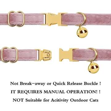 Personalized Cat Collar with Name Plate,Adjustable Tough Nylon Cat ID Collars with Bell,Customize Engraved Pet Name and Phone Number (Velvet Style B)