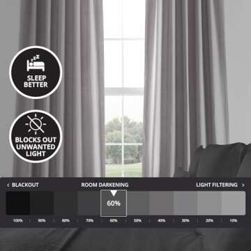 HPD Half Price Drapes French Linen Curtains 96 Inches Long Room Darkening Curtains for Bedroom & Liv...