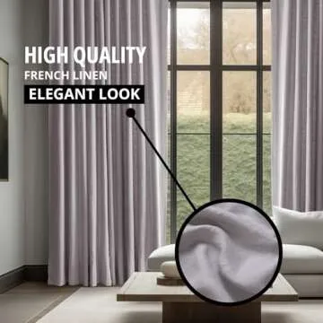 HPD Half Price Drapes French Linen Curtains 96 Inches Long Room Darkening Curtains for Bedroom & Living Room 50 X 96, (1 Panel), Earl Grey