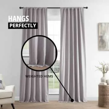 HPD Half Price Drapes French Linen Curtains 96 Inches Long Room Darkening Curtains for Bedroom & Living Room 50 X 96, (1 Panel), Earl Grey