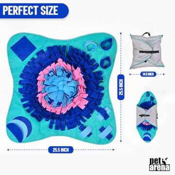 PET ARENA Snuffle Mat for Dogs Large Breed, Cats - 25" x 25’’ Dog Enrichment Toys for Large Dogs, Snuffle Mat Dogs Encourages Natural Foraging Skills and Stress Relief for Small/Medium/Large Dogs