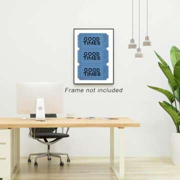 Good Times Ticket Printable Vintage Wall Art, Room Aesthetics Print, Blue Bar Decoration Poster, Dig...
