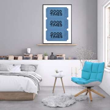 Good Times Ticket Printable Vintage Wall Art, Room Aesthetics Print, Blue Bar Decoration Poster, Digitally Printed Pictures, Bar Cart Art Paintings, Preppy Decoration Unframed,Bedroom Living Room