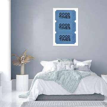Good Times Ticket Printable Vintage Wall Art, Room Aesthetics Print, Blue Bar Decoration Poster, Digitally Printed Pictures, Bar Cart Art Paintings, Preppy Decoration Unframed,Bedroom Living Room
