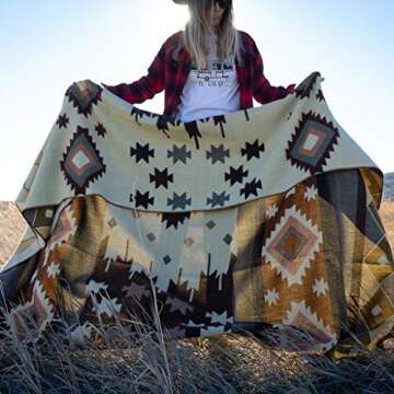 Alpaca Threadz Alpaca Wool Blanket - Queen Size | Handmade in Ecuador | 50% Alpaca /50% Acrylic - 90" x 78" (Mojave)