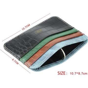 Personalisa Gold Silver Initial letters Credit Card Holder Wallet, PU Leather Ultra Slim Wallet, Thin Minimalist Credit Card Case Card Protector, Front Pocket Wallets for Men, Women (cro-brown)