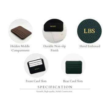 Personalisa Gold Silver Initial letters Credit Card Holder Wallet, PU Leather Ultra Slim Wallet, Thin Minimalist Credit Card Case Card Protector, Front Pocket Wallets for Men, Women (cro-brown)