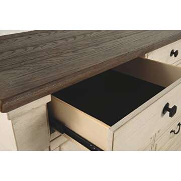 Signature Design by Ashley Bolanburg Farmhouse 9 Drawer Dresser with Dovetail Construction, Antique White, Weathered Gray
