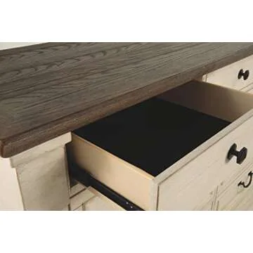 Signature Design by Ashley Bolanburg Farmhouse 9 Drawer Dresser with Dovetail Construction, Antique White, Weathered Gray
