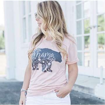 Yuan Mama Bear Graphic Tee for Trendy Moms - Shop Now!