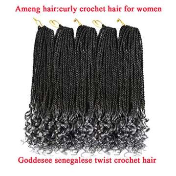 HVN-KVVM 18 Inch Senegalese Twist Crochet Hair with Curly Ends Prelooped Goddess Box Braids Crochet ...