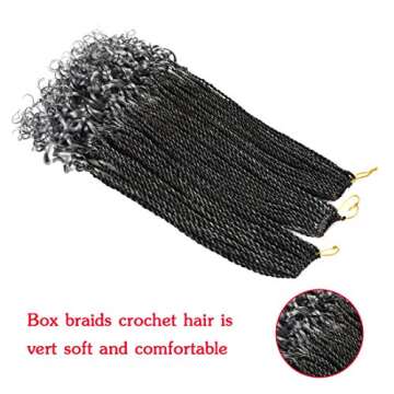 HVN-KVVM 18 Inch Senegalese Twist Crochet Hair with Curly Ends Prelooped Goddess Box Braids Crochet Hair for Black Women Salt and Pepper(5 Packs,1B/Gray)