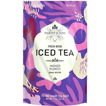 Harney & Sons Indigo Punch Herbal Iced Tea Pouches - Butterfly Pea Flower, 15 Count (Pack of 1)