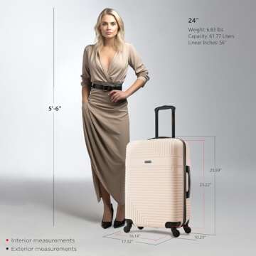 InUSA RESILIENCE Luggage - Lightweight and Stylish 24-Inch Checked Travel Bag with Spinner Wheels