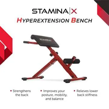 Stamina X Hyperextension Bench - Adjustable and Foldable Roman Chair with Smart Workout App for Home...