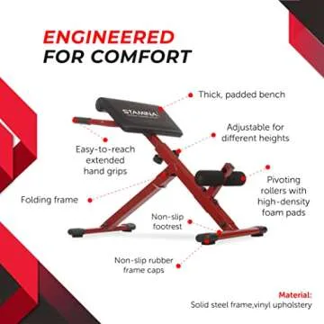 Stamina X Hyperextension Bench - Adjustable & Space-Saving for Home Workout