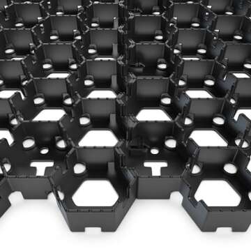 Vodaland Permeable Pavers - HexPave Grass & Gravel Permeable Paver System - 100% Recycled PPE Plastic Pavers, Handles 27,000 lbs, 1" Depth, 65 s.f / 22 Units