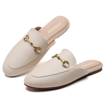 Minorsu Buckle Mules for Women - Chic Round Toe Slip-On Loafers