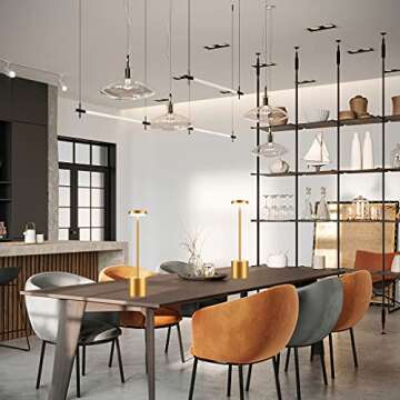 YHT Rechargeable Cordless LED Table Lamp Portable USB Metal Desk Lamp 6000mAh Battery Operated lamps 13.5 inches 3 Level Dimmable Table Lights for Reading Nightstand Restaurant Patio Dining 2Pack Gold