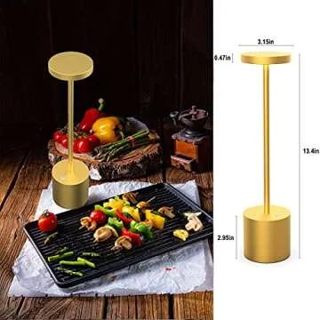 YHT Rechargeable Cordless LED Table Lamp Portable USB Metal Desk Lamp 6000mAh Battery Operated lamps 13.5 inches 3 Level Dimmable Table Lights for Reading Nightstand Restaurant Patio Dining 2Pack Gold