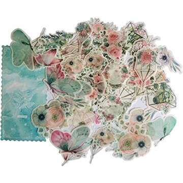 Kawaii Washi Sticker Set Floral Butterfly Gardening Flower Stickers for Scrapbooking DIY Arts Craft Journal Planner Diary Album Letter Gift Wrapping Envelope Card Making