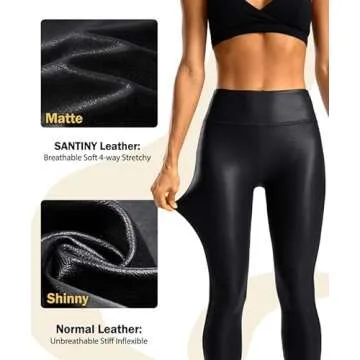 SANTINY Women's Faux Leather Leggings 25''/27''/29''-High Waisted Stretch Leather Pants Pleather Tights for Women（Black02_29S） Black
