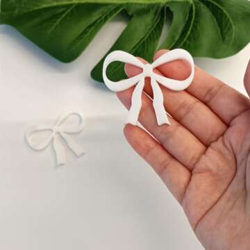 XIAOYUE Set of 20 White Bow Drink Tag,Bowknot Drink Tag for Wedding Bridal Shower Decor, Engagement Party Decor (White)