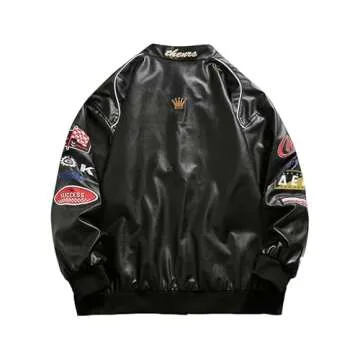 Aelfric Eden Faux Leather Jacket Oversized Racing Motorcycle Jackets Moto Coats Unisex Trendy Street...