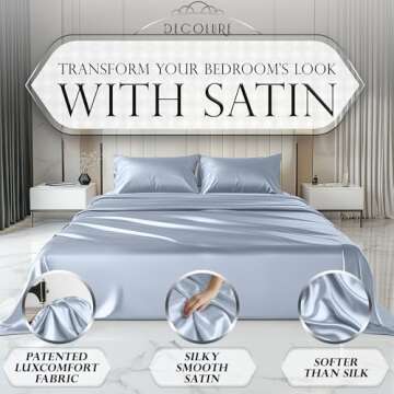 DECOLURE Satin Bed Sheets - 4 Piece Luxury Silky Full Size Bedding Set - Softer Than Silk, Wrinkle-F...