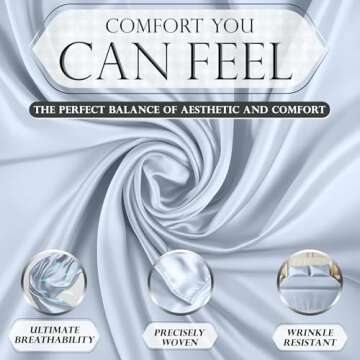 DECOLURE Satin Bed Sheets - 4 Piece Luxury Silky Full Size Bedding Set - Softer Than Silk, Wrinkle-Free with 15” Deep Pocket Fitted Sheet, Perfect for Hair & Skin, Gifts for Women (Baby Blue)