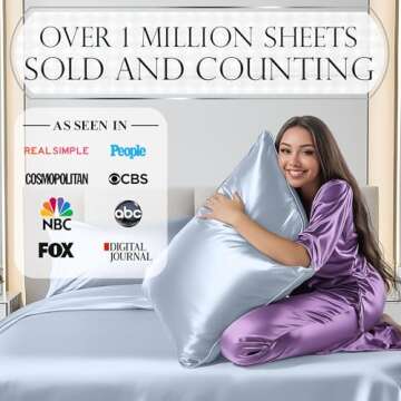 DECOLURE Satin Bed Sheets - 4 Piece Luxury Silky Full Size Bedding Set - Softer Than Silk, Wrinkle-Free with 15” Deep Pocket Fitted Sheet, Perfect for Hair & Skin, Gifts for Women (Baby Blue)