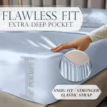 DECOLURE Satin Bed Sheets - 4 Piece Luxury Silky Full Size Bedding Set - Softer Than Silk, Wrinkle-Free with 15” Deep Pocket Fitted Sheet, Perfect for Hair & Skin, Gifts for Women (Baby Blue)