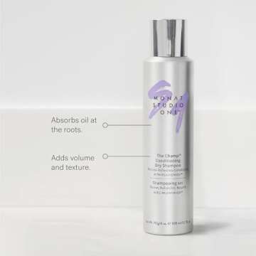 MONAT Studio One™ The Champ™ Conditioning Dry Shampoo Infused w/Rejuveniqe® - Waterless Shampoo That Absorbs Oils, Dirt & Impurities in Between Shampoos. For All Hair Types - Net wt. 113g/4 fl oz.