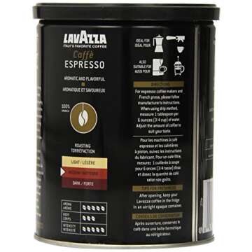 Lavazza Caffe Espresso Ground Coffee, 8-Ounce Cans (Pack of 3)