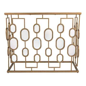 Signature Design by Ashley Majaci Retro Mirrored Glass Top Console Table, Gold Finish