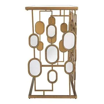 Signature Design by Ashley Majaci Retro Mirrored Glass Top Console Table, Gold Finish