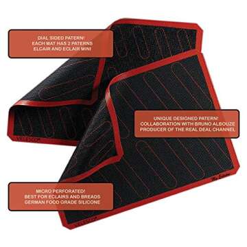 Silicone Eclair Baking Mat - Set of 2 Half Sheet 11 5/8" x 16 1/2" - Non Stick Micro Perforated Silicon Liner by Velesco