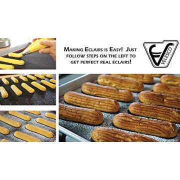 Silicone Eclair Baking Mat - Set of 2 Half Sheet 11 5/8" x 16 1/2" - Non Stick Micro Perforated Silicon Liner by Velesco