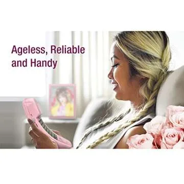 AT&T TRIMLINE 210 Corded Home Phone, No AC Power Required, Improved Easy-wall-mount, Lighted Big Button Keypad, 13 SpeedDial Keys, Last Number Redial, Mute, Flash, Volume Control, Princess Phone, PINK