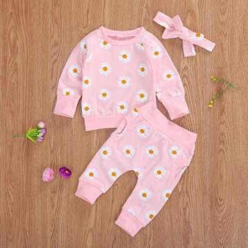 Newborn Infant Baby Girl Clothes Set Long Sleeve Sweatshirts Tops Pants Outfits Clothing Gifts 3 6 9 12 18 24 Months (Pink, 12-18 Months)