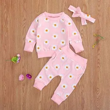 Newborn Infant Baby Girl Clothes Set Long Sleeve Sweatshirts Tops Pants Outfits Clothing Gifts 3 6 9 12 18 24 Months (Pink, 12-18 Months)