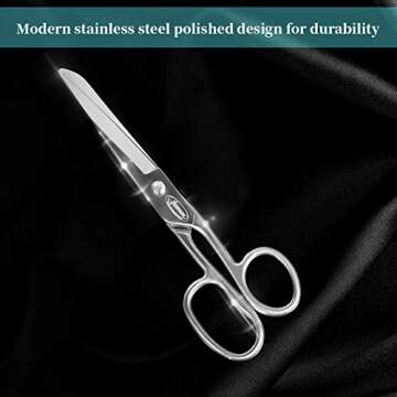 Newness Fabric Scissors, 7.24 Inch Professional Stainless Steel Sewing Scissors with Sharp Blade, Heavy Duty Fabric Tailor Leather Clothes Shears for Home, Office, Dressmaker, Silver