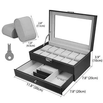 Elegant Hossejoy Leather Watch Box with Jewelry Drawer
