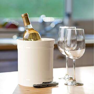 SZUAH Kitchen Ceramic Utensil Holder, Perfect Capacity Utensil Crock, for Kitchen Counter top & Dining Table (CREAM)…