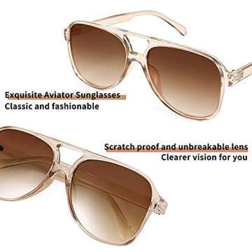 FEISEDY Vintage Retro 70s Plastic Aviator Sunglasses Women Men Classic Large Squared Frame B2751