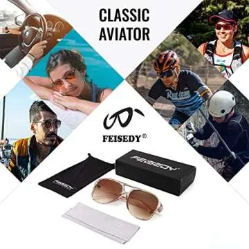 FEISEDY Vintage Retro 70s Plastic Aviator Sunglasses Women Men Classic Large Squared Frame B2751