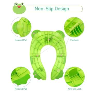 Pejoye Foldable Potty Toilet Training Seat, Travel Portable Toilet Seat Toddler, Folding Potty Train...