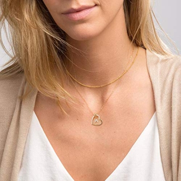 M MOOHAM Gold Heart Necklace - Initial Jewelry Gift for Girls