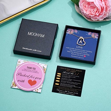 M MOOHAM Gold Heart Necklace - Initial Jewelry Gift for Girls